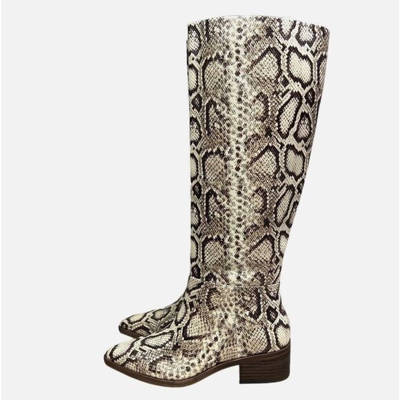 NEW Vince Camuto Beaanna Boots Tall Knee High Snake Embossed Leather Women Sz 7 - Picture 1 of 7